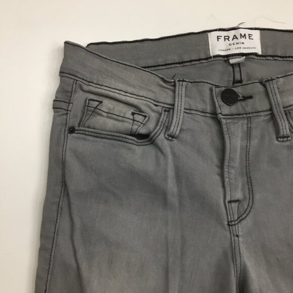 FRAME Denim Gray Westgate 5 Pocket Logo Hardware Le Skinny De Jeanne Crop Jeans - Picture 6 of 16